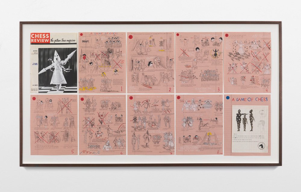 Marcel Dzama, Chess Review storyboard, "A Game of Chess." (2012-2013)
